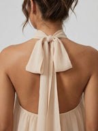 Robe courte col montant dos nu à volants étagés pour femme