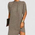 Robe droite col montant manches fendues pour femme