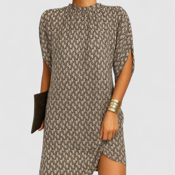 Robe droite col montant manches fendues pour femme