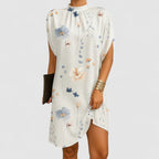 Robe droite col montant manches fendues pour femme