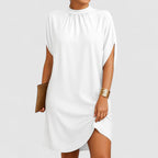 Robe droite col montant manches fendues pour femme
