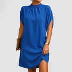 Robe droite col montant manches fendues pour femme