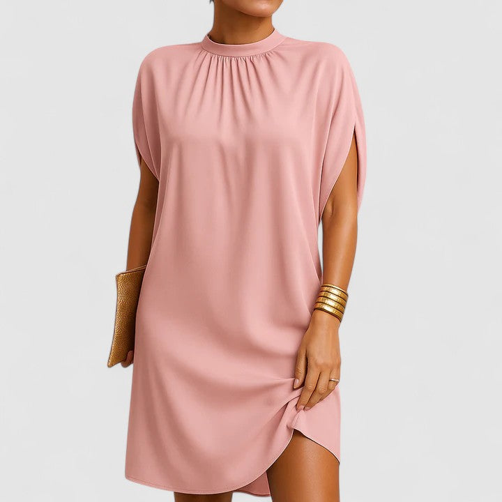 Robe droite col montant manches fendues pour femme