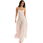 Robe longue fleurie à bretelles