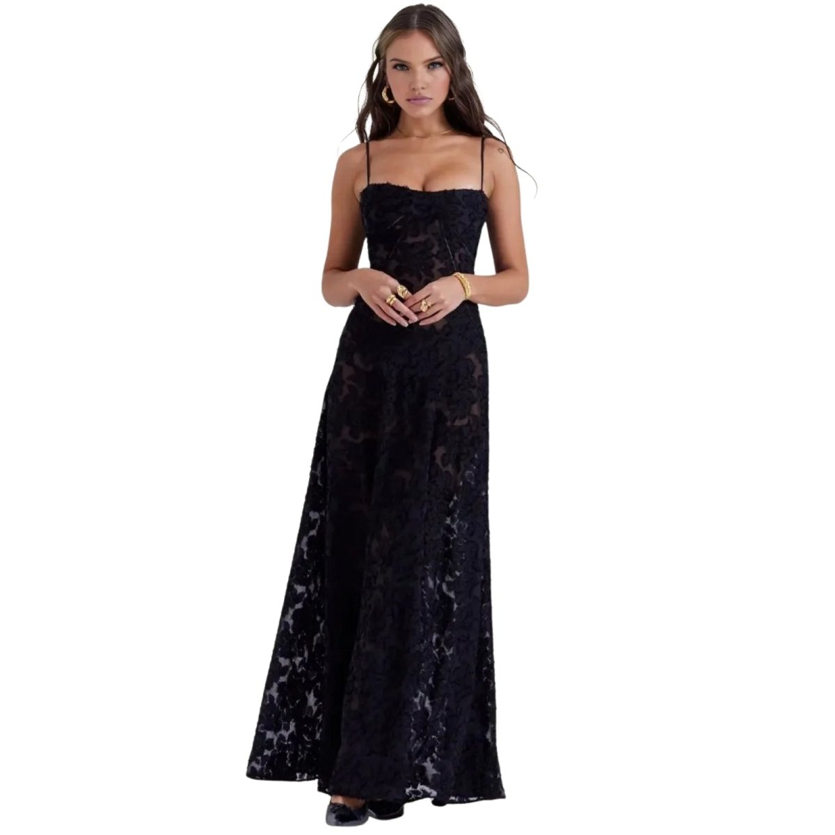 Robe longue fleurie à bretelles