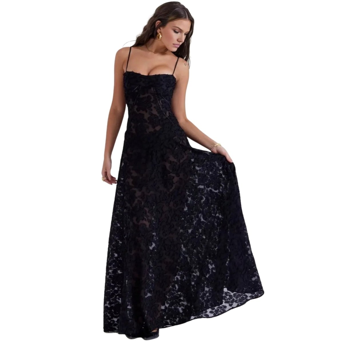 Robe longue fleurie à bretelles