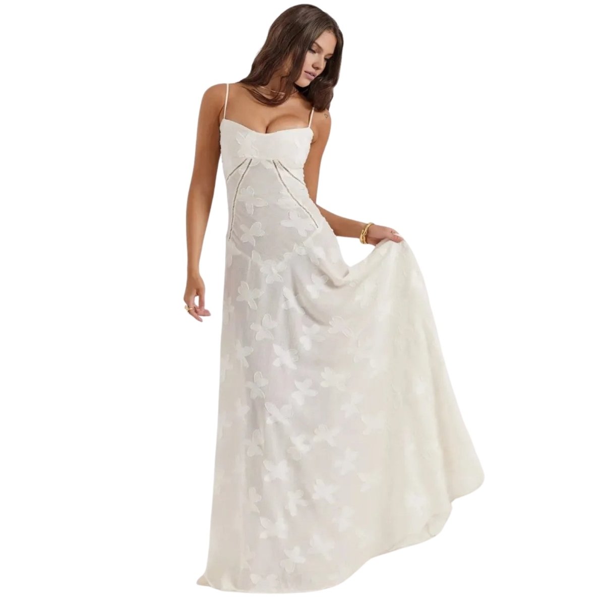Robe longue fleurie à bretelles