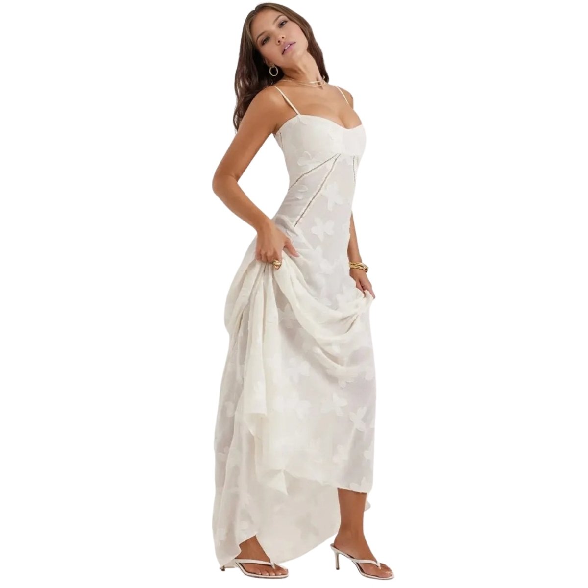Robe longue fleurie à bretelles