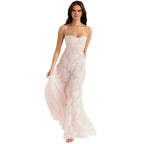 Robe longue fleurie à bretelles