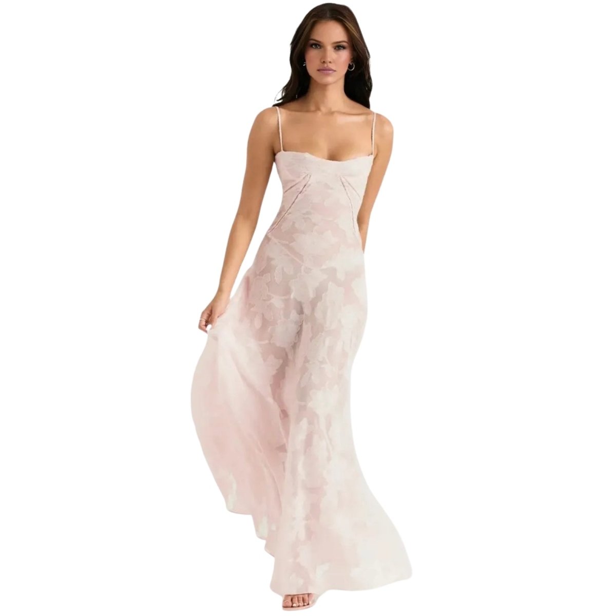 Robe longue fleurie à bretelles