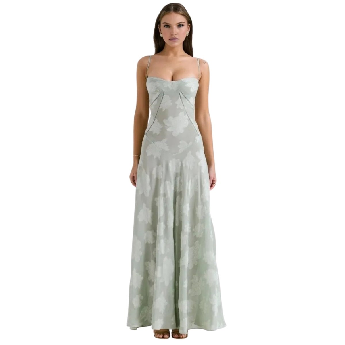 Robe longue fleurie à bretelles