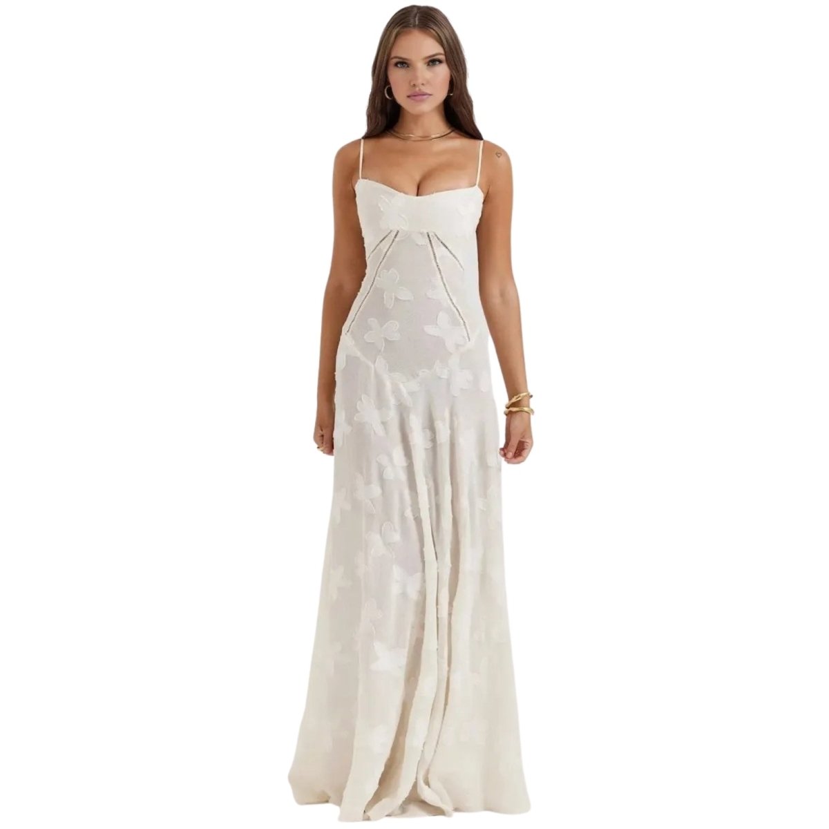 Robe longue fleurie à bretelles