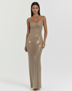 Robe longue à sequins à bretelles pour femme