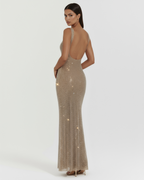 Robe longue à sequins à bretelles pour femme