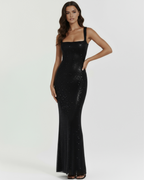 Robe longue à sequins à bretelles pour femme