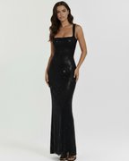 Robe longue à sequins à bretelles pour femme