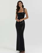 Robe longue à sequins à bretelles pour femme