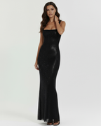 Robe longue à sequins à bretelles pour femme
