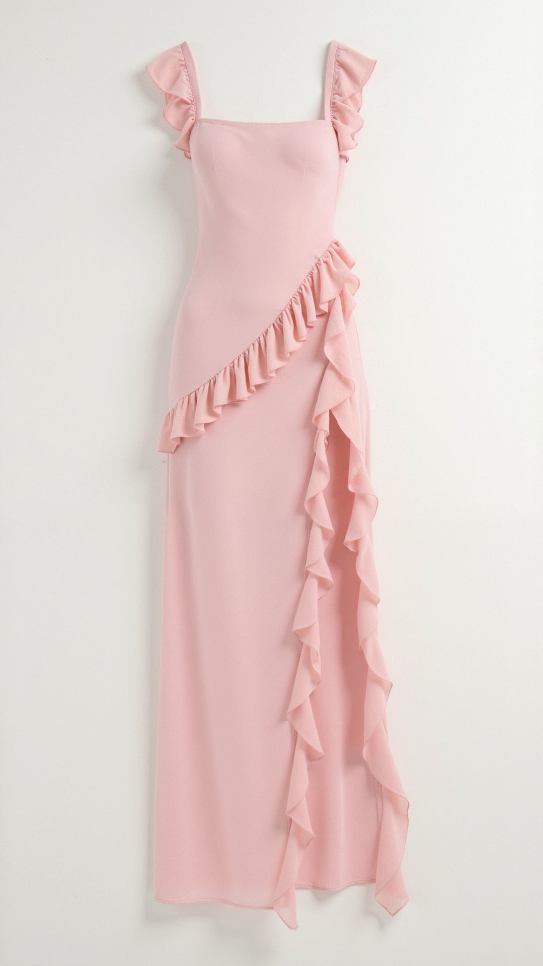 Robe longue à volants et fente pour femme