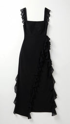 Robe longue à volants et fente pour femme