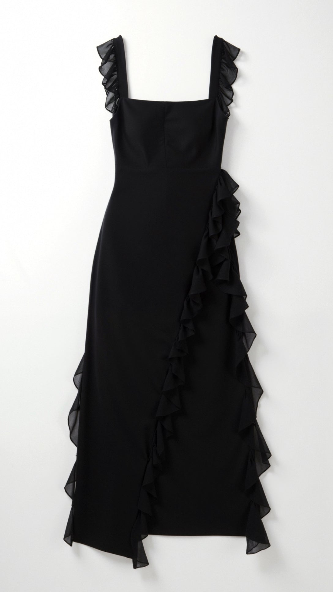 Robe longue à volants et fente pour femme