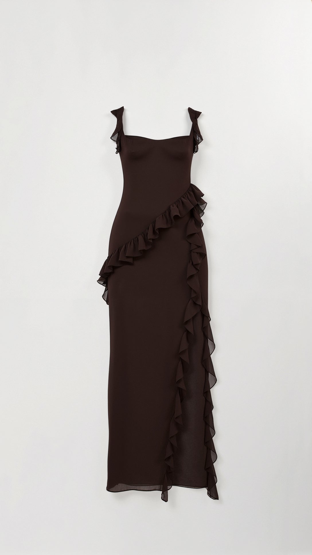 Robe longue à volants et fente pour femme