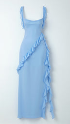 Robe longue à volants et fente pour femme
