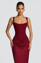 Robe longue ajustée à bretelles larges pour femme