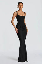 Robe longue ajustée à bretelles larges pour femme