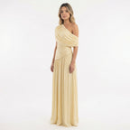 Robe longue asymétrique drapée une épaule pour femme – vue 2
