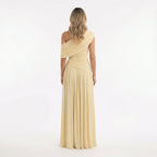 Robe longue asymétrique drapée une épaule pour femme – vue 3