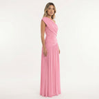 Robe longue asymétrique drapée une épaule pour femme – vue 4