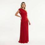 Robe longue asymétrique drapée une épaule pour femme – vue 5