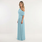 Robe longue asymétrique drapée une épaule pour femme – vue 8