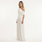 Robe longue asymétrique drapée une épaule pour femme – vue 10