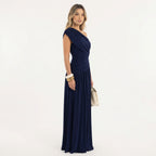 Robe longue asymétrique drapée une épaule pour femme – vue 11