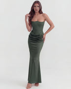 Robe longue bustier drapée