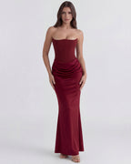 Robe longue bustier drapée
