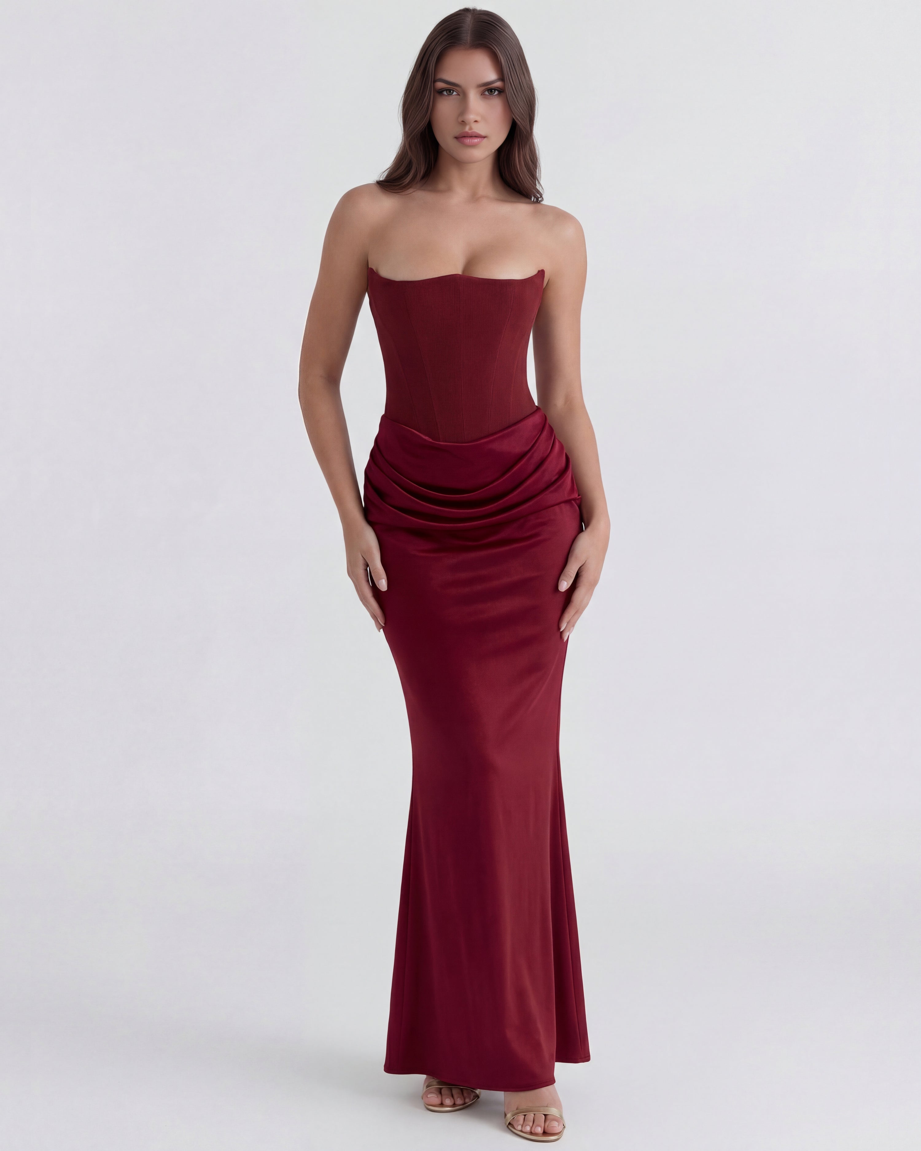 Robe longue bustier drapée