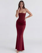 Robe longue bustier drapée