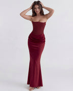 Robe longue bustier drapée