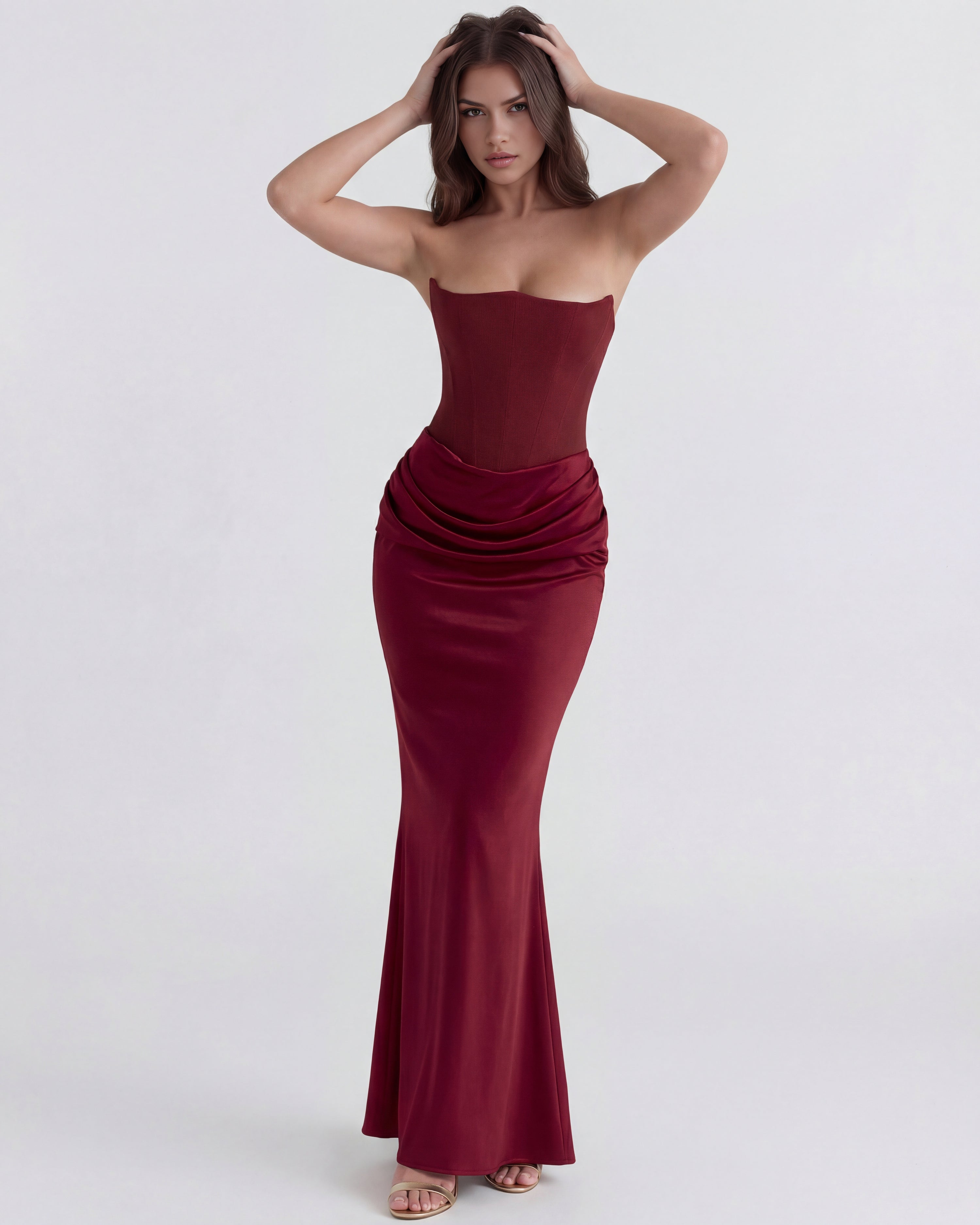 Robe longue bustier drapée