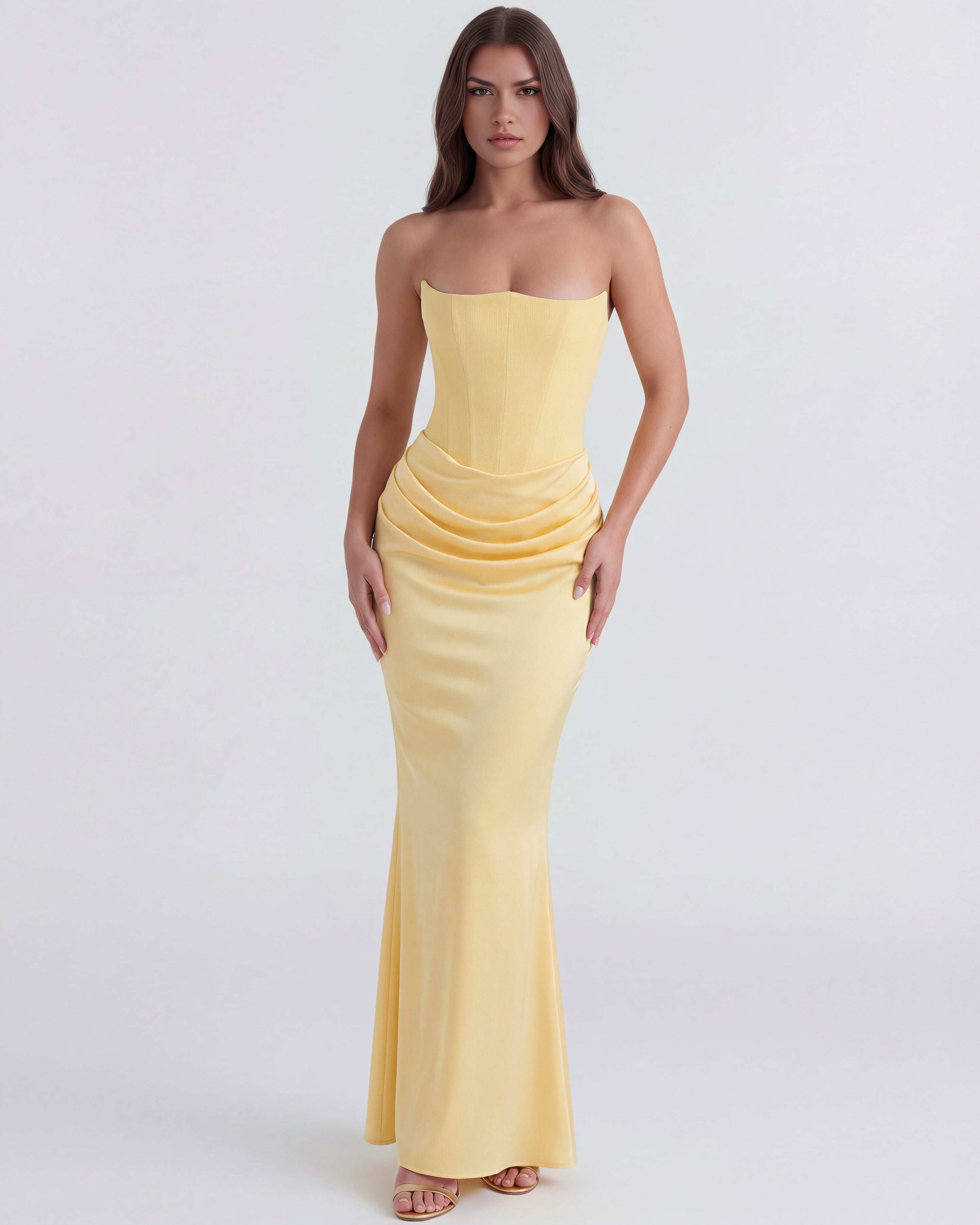 Robe longue bustier drapée