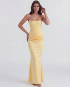 Robe longue bustier drapée
