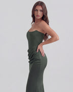 Robe longue bustier drapée