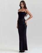 Robe longue bustier drapée