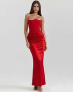 Robe longue bustier drapée