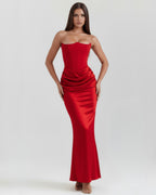 Robe longue bustier drapée