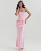 Robe longue bustier drapée