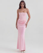 Robe longue bustier drapée